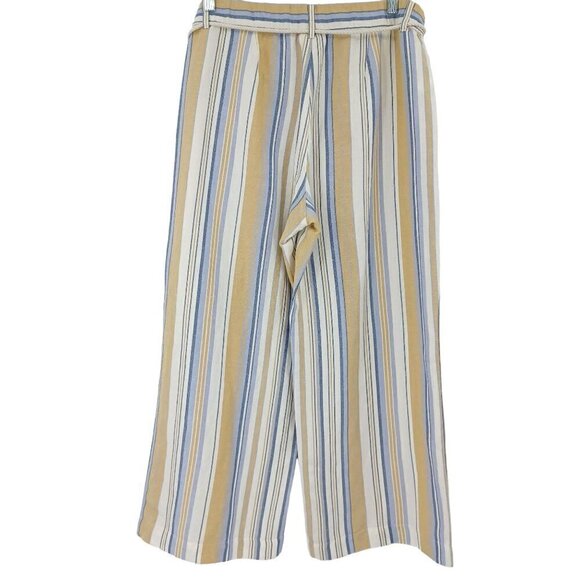 J. Jill Wide Leg Linen Blend Cropped Pants In Barley Multi Women's M Striped - Picture 2 of 11